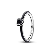 PANDORA ME Schwarzes Chakra Herz Ring aus Sterling-Silber mit künstlichen Kristallen, Größe: 56, 193088C01-56