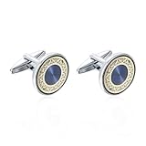 Tyqour Manschettenknöpfe Herren Blau Manchettenknoepfe Herren für Hochzeit Klassische Manschettenknöpfe aus Perlmutt Retro Cufflinks for Men Hochzeit Tanzparty Business Abschlussball Bräutigam