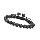 GD GOOD.designs Herren Armband aus echten Lavasteinen (Shamballa) Perlenarmband geflochten mit Lavastein Lavaperle Lavaperlenarmband schwarzesarmband schwarzerschmuck black