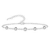 Armbänder Silber für Damen, Kugel Zirkonia Kette Sterling Silber 925 Glänzer Armband mit Zirkonia Kugel Stein Verstellbare Armkette Armband Silberen Ketten Armbänder Mädchen Damen Frauen SchmuckKette