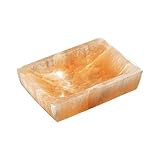 NKlaus Orange Selenit Schale 12 cm – Rechteckige Energieschale zur Reinigung von Heilsteinen & Schmuck, Naturstein Dekoschale für Meditation, Reiki & Esoterik