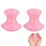 MKEAWWU Gua Sha Stein, 2 Stück, pink, Pilzform für Gesichts- und Halsmassage, natürlicher Edelstein, 5,3 cm