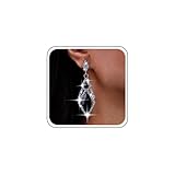 Atentuyi Boho Hochzeit Schwarz Strass Ohrringe Kristall Tropfen Baumeln Ohrringe Silber Quaste Kette Lange Ohrringe Cz Stud Braut Ohrringe Bräute Brautjungfern Schmuck Für Frauen Und Mädchen