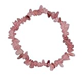 Taddart Minerals – Rosa Splitter Armband aus dem natürlichen Edelstein Erdbeerquarz auf elastischem Nylonfaden aufgezogen – handgefertigt