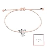 Schutzengel Armband Silber mit Verstellbarem Geflochtenem Seil - Engel Armbändchen als Weihnachtsgeschenke, Taufgeschenke - Adventskalender Füllung Frauen & Mädchen, Kleinigkeiten für Adventskalender