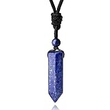 XIANNVXI Lapislazuli Kette Herren Damen Kristalle Anhänger Sechseckiger Punkt Anhänger Ketten Heilung Kristall Natürliche Edelsteine Verstellbares Seil Reiki Schmuck Halskette Papa Geschenke