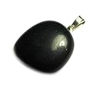 Trommelsteinanhänger Gagat 2-2,5 cm 925er Silberöse