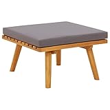 vidaXL Akazienholz Massiv Garten Fußhocker mit Auflage Gartenhocker Sitzhocker Holzhocker Fußablage Hocker Schemel Gartenmöbel 60x60x29cm