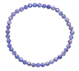 Taddart Minerals – Blau Graues Armband aus dem natürlichen Edelstein Saphir mit facettierten 4 mm Kugeln auf elastischem Nylonfaden aufgezogen – handgefertigt