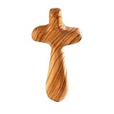 Kassis Geschenkartikel Kreuz als Handschmeichler aus Olivenholz 7 cm – handgefertigtes Kreuz aus Bethlehem – Trostspender und spirituelles Geschenk zu christlichen Anlässen - 1 Stück
