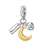 PHCLASY Charms Anhänger Mond Geburtsstein Bead Charms für Damen Geburtstag Charm Silber 925 Kompatibel mit Armbänder und Halskette,März