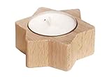 Hess Holzspielzeug 40032 - Teelichthalter in Sternenform, aus Holz, Natur, ca. 3 cm, Dekoration für besondere Anlässe aus dem Erzgebirge