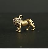Tierfiguren, handgefertigter Löwen-Anhänger aus reinem Messing, tragbar, Miniatur-Anhänger, Souvenir, Geschenk, 2,7 x 2 cm