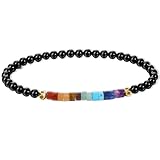 Carreneu Chakra Armband,Chakra Armband Echte Steine,Damen-Heilende Kristalle Perlenarmband-Reiki-Amulett,Spirituelles Geschenk, 1er-Pack