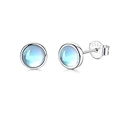Finrezio 925 Sterling Silber Ohrringe für Damen Mondstein Opal Türkis Schwarz Ohrstecker für Mädchen Hypoallergene Ohrringe Geschenk Weihnachten Valentinstag