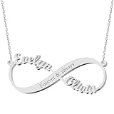 JOELLE JEWELRY Personalisierte Unendlichkeitskette mit Doppelnamen und Gravur Infinity Kette - Einzigartiges Geschenk für Paare, ideal für Hochzeit, Jahrestag, Valentinstag und mehr