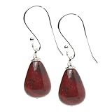 Hängende Ohrringe aus Natürlichem Edelstein – Tropfenform mit 925er Sterlingsilber – Eleganter Schmuck, Geschenk für Damen (Roter Jaspis)