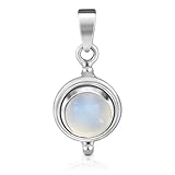 Unique Gems Kettenanhänger Silber 925 Sterlingsilber Regenbogen Mondstein 2.1 Karat Silberanhänger Damen Art Déco