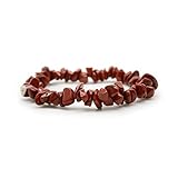 DOJA Barcelona | Roter Jaspis Chip Armband | PACK 2 | Splitterarmband Jaspis Naturstein | Elastische Armbander Naturmineralien, Energiesteine, Heilkristalle | Heilsteine ​​Mann und Frau