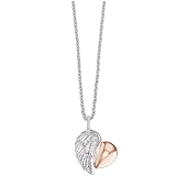 Engelsrufer Damen Halskette aus Sterling Silber, Herzflügel-Anhänger mit Zirkonia, Roségold-Beschichtung, verstellbare Länge, nickelfrei, Allergiker-geeignet, ERN-LILHEARTWING-BI