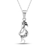 AeraVida Südwestliche Indianer Kokopelli Figur Sterling Silber Halskette | Sterling Silber Halskette für Frauen | Lange Halsketten für Frauen | Halskette Damen