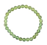 Taddart Minerals – 6 mm Kugel Armband aus natürlichen Edelsteinen auf elastischem Nylonfaden aufgezogen - handgefertigt (Prehnit)