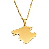 LIUZIXI Map of Mallorca Spain Pendant Necklace - Charm Polishing Spain Country Map Ethnic Symbol Pendant - for Women Men Hip Hop Friendship Jewelry Party Gift,Gold