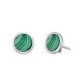 Engelsrufer Damen Ohrstecker aus Sterling Silber mit Malachit Kraftstein, Steckverschluss, nickelfrei, Allergiker freundlich
