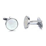 RunootPR Perlmutt Manschettenknöpfe Herren Hochzeit Silber Manchettenknoepfe Personalisiert Schmuck Geschenk