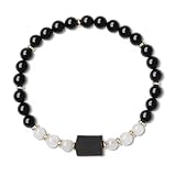 COAI Damenarmband aus Schwarzem Turmalin und Mondstein Natürlichen Edelsteinen Armband für Frauen S