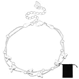 ZEPIQOR Armband Silber 925 Damen Schmetterlinge Armband Rosegold Damen Mit Perlen Verstellbare Layered Freundschaftsarmbänder Geschenke Für Frauen