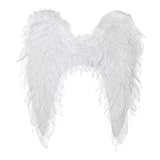 KarneLux Feder Flügel Engel - Damen Kostüm Accessoire für Engel, Amor und Christkind - Ideal für Karneval, Fasching, Halloween oder Theater - 45 x 45 cm (Weiß)