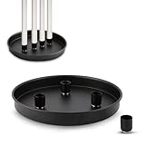 MiCasa SuCasa schwarzer Kerzenhalter für Stabkerzen bis 2,3cm - Mit 4 magnetischen Stabkerzenhalter - Kerzenständer aus Eisen mit Protective Pads - Ideal als moderner Adventskranz - 25x25x3cm