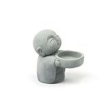 HYFAN Kleine Sandstein-Buddha-Statue, Zen, Mönch, Skulptur, Kerzenhalter, Figur, Blaustein-Design, betendes Ornament, Heimbüro, Feng Shui-Dekoration, für Glück, Reichtum (Jizo-Mönch)