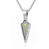 MERTTURM Herren Halskette Auge Des Horus, Ankh Agyptischen Kreuz Schutzsymbol Pendant Kette Herren, Schmuck Edelstahl+Kohlefaser, Spearpoint Pfeilspitze Anhänger mit Geschenkebox, Gold Schwarz Silber