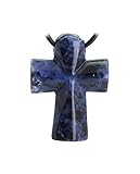 Budawi Sodalith Anhänger Ankh Kreuz Kettenanhänger mit Lederband