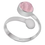 Rose Quartz Ring 925 Sterling Silber Verstellbarer Ring Handgemacht runder Edelstein Ring
