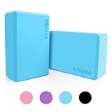 RISVOWO Yoga Blöcke 2er Set, Yogablock Robust aus EVA Schaumstoff, Rutschfest, Yoga Zubehör für Anfänger und Fortgeschrittene, Damen Herren, Blau