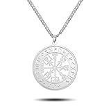 SIPURIS Viking Vegvisir Halskette für Männer Celtic Viking Runen Nordic Odin Kompass Halskette Edelstahl ausgehöhlt Amulett heidnischen Schmuck Geschenke für Männer Frauen (Sliver)