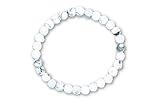 Taddart Minerals – Weiß Graues Armband aus dem natürlichen Edelstein Magnesit mit 6 mm Kugeln auf elastischem Nylonfaden aufgezogen - handgefertigt
