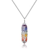 JSDDE 7 Chakra Anhänger Halskette Lebensbaum Wicklung Heilsteine Sechseckige Säule Anhänger Kette Amulett Anhänger Reiki Glücksbringer Schmuck (Stil 2)