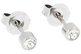 Erste Ohrstecker aus sterilem Chirurgenstahl mit klarem Stein, Edelstahl, kein Edelstein