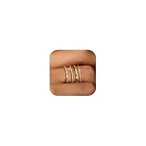 Nelytiya 4 Stück Ringe Gold Für Damen 18k Gold Vergoldet Verstellbar Ring Set Wasserfest Stapelbar Ringe Set