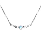 YFN Mondphasen-Halskette für Frauen Sterling Silber Mondstein-Anhänger (white)