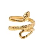Positiva Jewelry Schlangenring aus 18K Vergoldetem Edelstahl für Damen | Symbol für Erneuerung & Kraft | Wasserfest und Größenverstellbar | Kein Abfärben und Anlaufen | Inklusive eleganter Ringbox