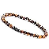 Unique Gems dezente Edelstein Damen Armbänder Ø 4mm Chakra Perlen Buddha Schutzarmband (Tigerauge)