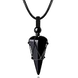 XIANNVXI Obsidian Kette Herren Sechseckiger Kristalle Anhänger Ketten Polierte Edelsteine Einstellbare Schwarzes Lederseil Reiki Heilung Steine Halskette Damen Schmuck Papa Geschenke für Männer