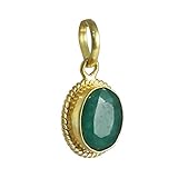 DENMOUS ® Zertifizierter grüner Beryll Smaragd Panna 11,25 Ratti Panchdhatu vergoldeter Anhänger (5,25)-AMZ51, Small, Sterling-Silber