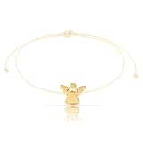 Made by Nami Schutzengel Armband Damen & Mädchen - Handgemachtes Engel Armbändchen - Freundschaftsarmband mit Engelchen Anhänger - Engel Armkette - Inkl. Geschenk - Verpackung (Beige Gold)