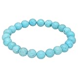 Lebensquelle Plus Kugelarmband | Perlen Armband 8 mm | Hochwertiges Edelsteinarmband | Natur Stein Edelsteinarmband dehnbar (Türkis rec.)